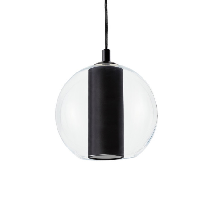MERIDA BLACK lampa wisząca 1 x 8W LED E27 klosz szkło transparentne, abażur czarny, złoty lub szampański - 11091102