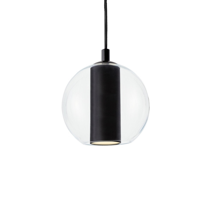 MERIDA BLACK lampa wisząca 1 x 8W LED E27 klosz szkło transparentne, abażur czarny, złoty lub szampański - 11091102