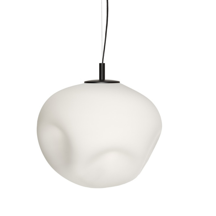 CLOE L lampa wisząca 1 x 25W LED E27 czarny, klosz biały szkło fi 40 cm - 11071102