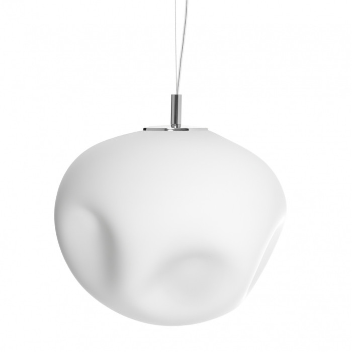 CLOE L lampa wisząca 1 x 25W LED E27 chrom, przew. transparentny, klosz biały szkło fi 40 cm - 11067103