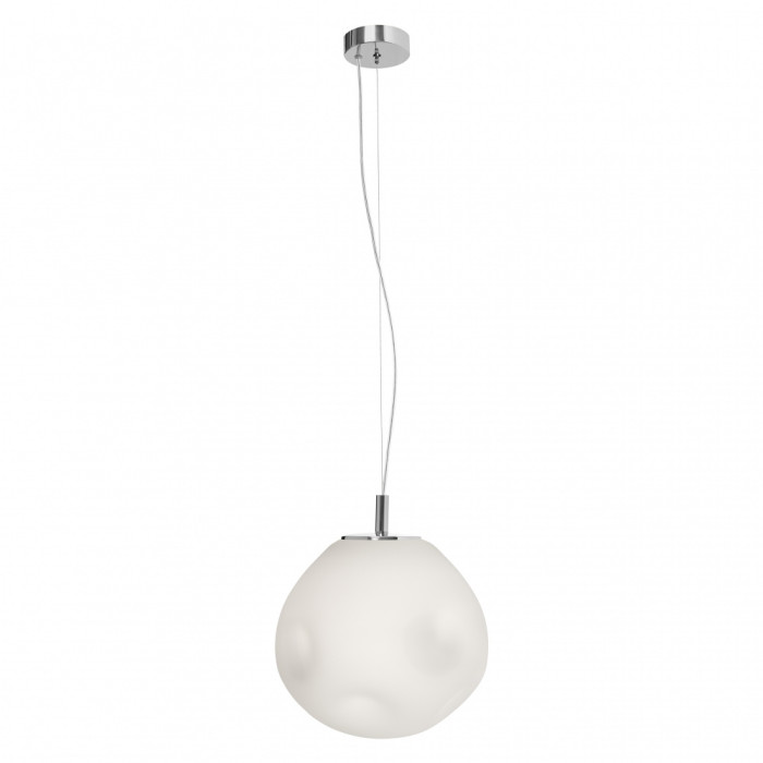 CLOE M lampa wisząca 1 x 25W LED E27 chrom, przew. transparentny, klosz biały szkło fi 30 cm - 11066103