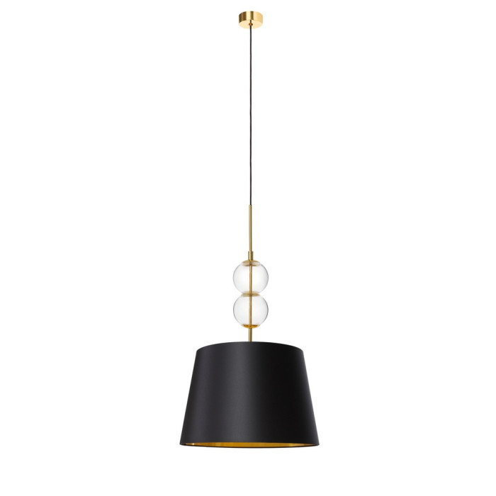 COCO M lampa wisząca 1 x 25W LED E27 złoty, transparentny, abażur czarny ze złotem - 11107102