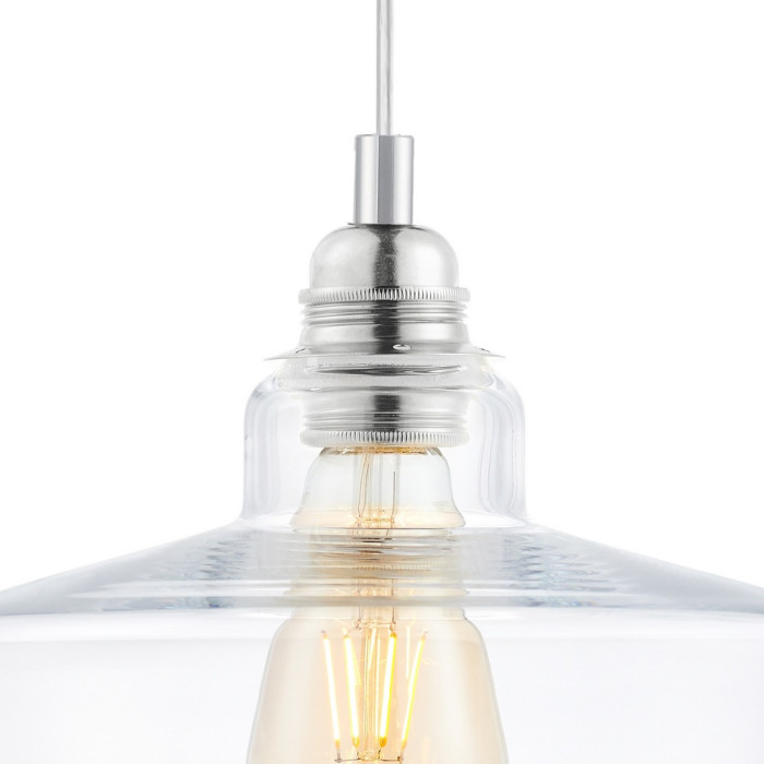 LONGIS III lampa wisząca 1 x 25W LED E27 klosz transparent, chrom, przewód transparent - 10147109