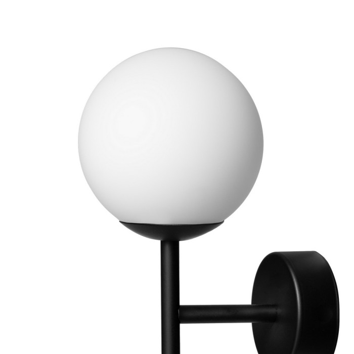 ASTRA DECO kinkiet 1 x 9W LED E14 czarny, klosz biały fi 12cm - 20779102