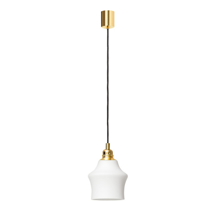 LONGIS II White lampa wisząca 1 x 25W LED E27 klosz biały, złoty, przewód czarny - 10879105
