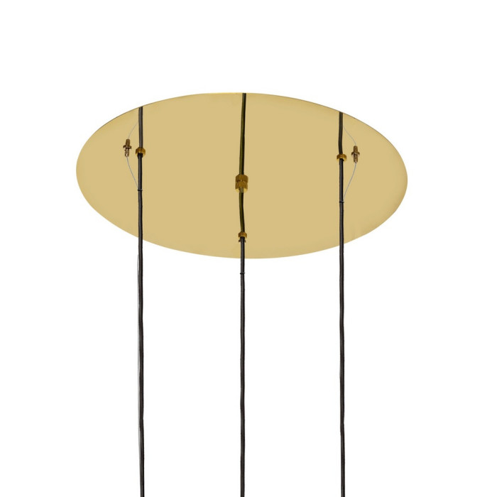 CLOE 3 lampa wisząca rozeta fi 48 cm 3 x 25W LED E27 złoty, przew. czarny, klosz biały szkło - 11064305