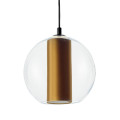 MERIDA BLACK L lampa wisząca 1 x 8W LED E27 klosz szkło transparentny fi 35, abażur stare złoto - 11096105