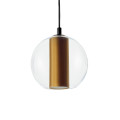 MERIDA BLACK M lampa wisząca 1 x 8W LED E27 klosz szkło transparentny fi 30, abażur stare złoto - 11093105