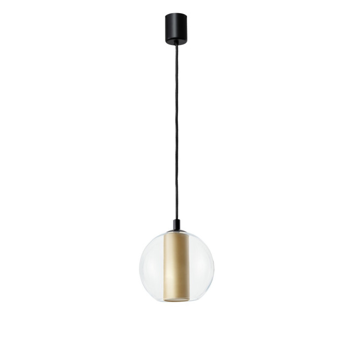 MERIDA BLACK S lampa wisząca 1 x 8W LED E27 klosz szkło transparentny fi 25, abażur szampański - 11092107