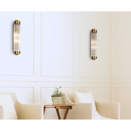 FLORENCE W0240 kinkiet E14 mosiądz H14cm metal, szkło nowoczesny