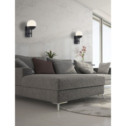 DALLAS W0255 kinkiet E14, czarny metal, kula szkło mleczne połysk, nowoczesny