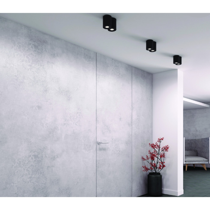 BASIC lampa sufitowa dwukrotna tuba czarna GU10 50W C0086 BASIC lampa sufitowa dwukrotna tuba czarna GU10 50W C0086