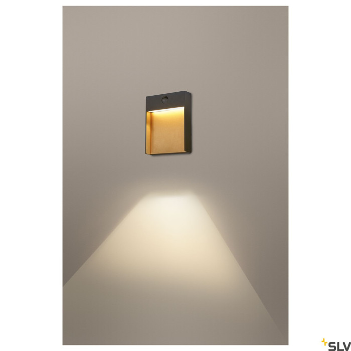 FLATT SENSOR, lampa ścienna natynkowa LED, 3000K, IP65, kolor antracytowy