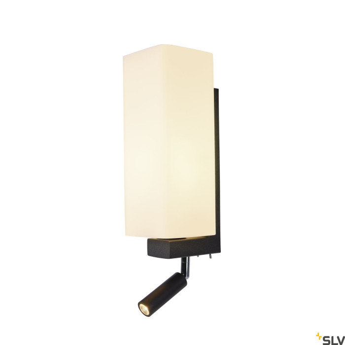 QUADRASS SPOT, lampa ścienna natynkowa LED ze spotem LED i oprawą żarówki E27, kolor czarny - 1003428