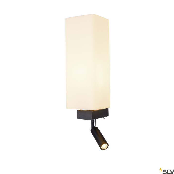 QUADRASS SPOT, lampa ścienna natynkowa LED ze spotem LED i oprawą żarówki E27, kolor czarny - 1003428