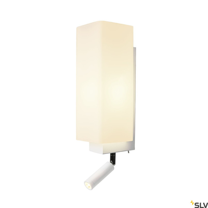 QUADRASS SPOT, lampa ścienna natynkowa LED ze spotem LED i oprawą żarówki E27, kolor biały - 1003429