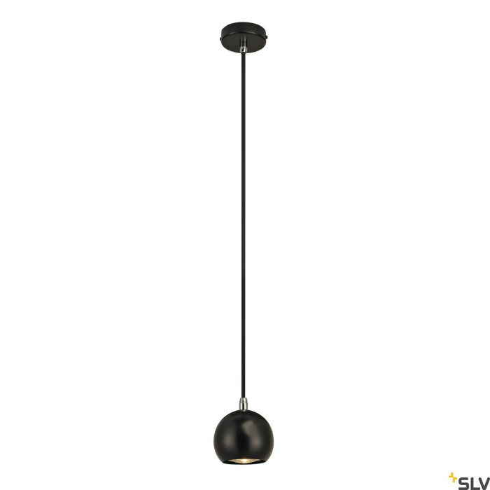 LIGHT EYE BALL, lampa wisząca, LED GU10, kolor czarny/chrom, czarny kabel tekstylny, rozeta sufitowa w kolorze czarnym/chromu, 5W - 133490