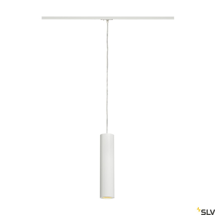 ENOLA_B, lampa wisząca do szyny wysokonapięciowej 1-fazowej, QPAR51, kolor biały, maks. 50W, z adapterem 1-fazowym białym
