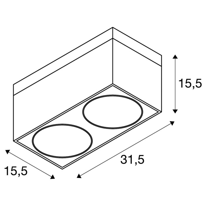 KARDAMOD, lampa sufitowa, dwupunktowa, QPAR111, prostokątna, czarny mat, maks. 150W