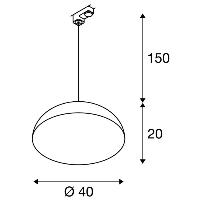 FORCHINI M, lampa wisząca do szyny wysokonapięciowej 3-fazowej, TC-(D,H,T,Q)SE, okrągła, kolor czarny/złoty, Ø 40cm, z adapterem 3-fazowym czarnym