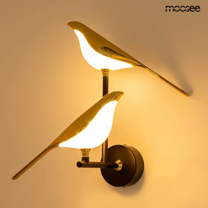 BIRD TWIN lampa ścienna motyw 2 ptaki, biały / złoty H20cm BIRD TWIN lampa ścienna motyw 2 ptaki, biały / złoty H20cm